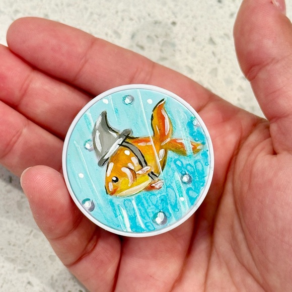 Handmade | Fish | Gold Fish With A Shark Fin Hat Pop Socket For Phone ...